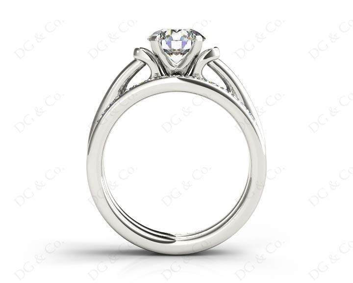 Round cut diamond wedding set rings with channel set shoulders - 18K White - DG & Co. Jewellery