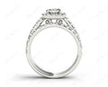 Cushion cut halo diamond wedding set rings with four claw setting - Platinum - DG & Co. Jewellery
