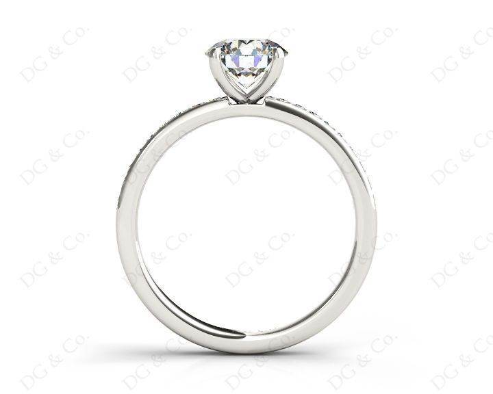 Round Cut Four Claw Diamond Engagement Ring with Pave Set Side Stones - Platinum - DG & Co. Jewellery