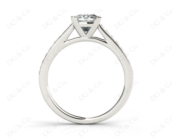 Princess Cut Diamond Engagement Ring with Claw set centre stone - 18K White - DG & Co. Jewellery