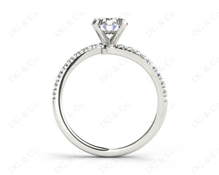 Round cut diamond cross over ring claw set diamond with pave set side stone - Platinum - DG & Co. Jewellery