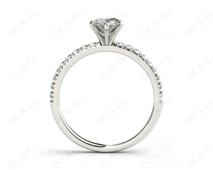 Marquise Cut Claw Set Diamond ring with pave set side stone - Platinum - DG & Co. Jewellery