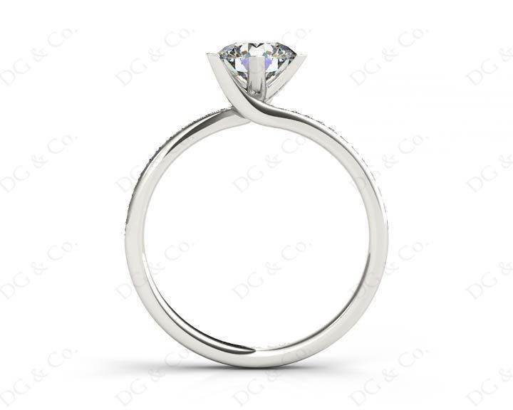 Round Cut Twist band claw set diamond with grain set side stone in Platinum - DG & Co. Jewellery