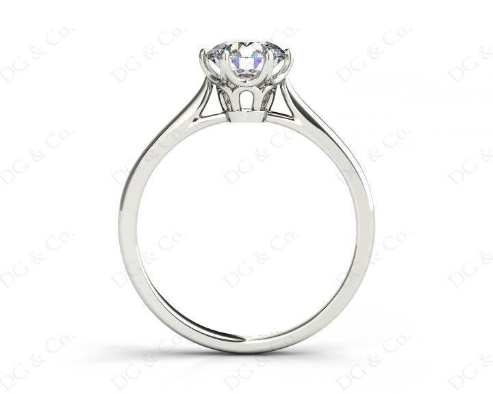 Round Cut Six Claw Set Diamond Ring on a Plain Band in Platinum - DG & Co. Jewellery