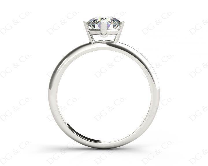 Round Cut Four Claw Set Diamond Engagement Ring with Plain Band - Platinum - DG & Co. Jewellery