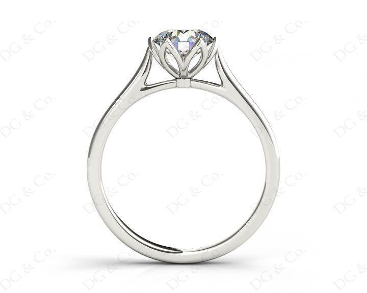 Round Cut Six Claw Set Diamond Ring with Plain Band in Platinum - DG & Co. Jewellery