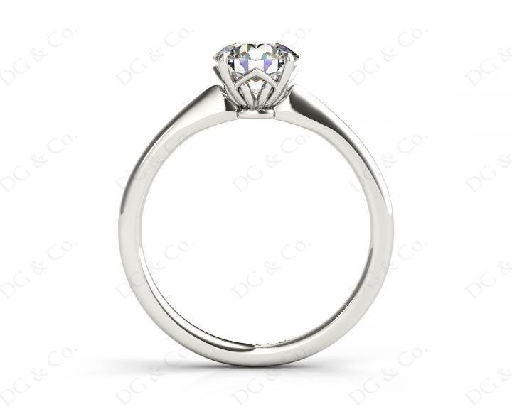 Round Cut Four Claw Set Diamond Ring With a Plain Band - Platinum - DG & Co. Jewellery