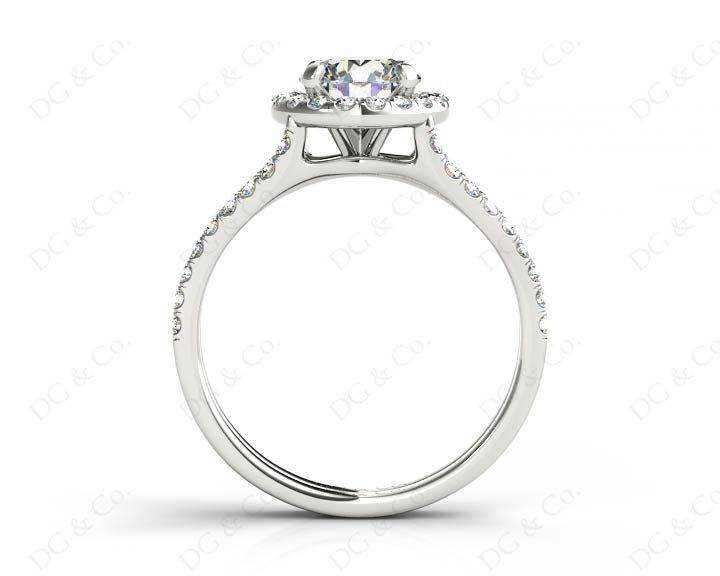 Split Band Round Cut Halo Diamond Engagement ring with claw set centre stone in Platinum - DG & Co. Jewellery