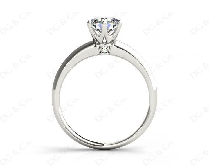 Platinum Brilliant Cut Six Claw Set Diamond Ring On A Plain Band GIA Certified - DG & Co. Jewellery