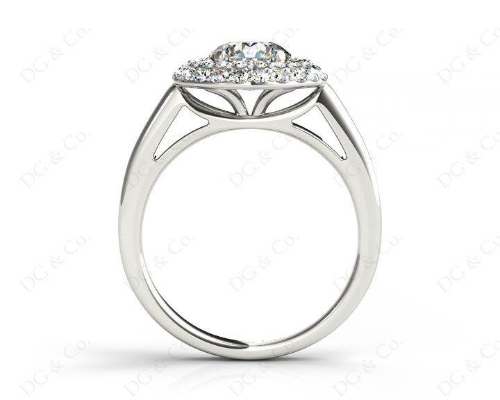 Round Cut Double Halo Diamond Engagement ring with claw set centre stone - 18K White - DG & Co. Jewellery