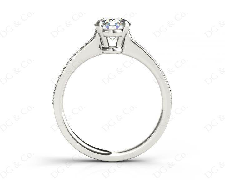 Round Cut Four Claw Set Milgrain Diamond Engagement Ring With Pave Side Stones - Platinum - DG & Co. Jewellery