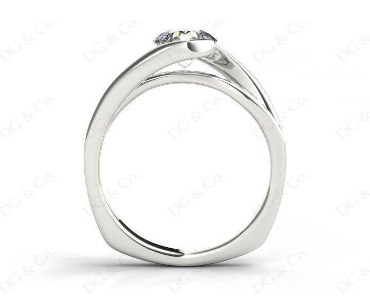 Round Cut Cross Over Ring Half Bezel Set Diamond Engagement Ring with Channel Set Side Stones - Platinum - DG & Co. Jewellery