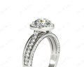 Triple Band Round Cut Diamond Halo Engagement Ring with Pave Set Side Stones and Halo in Platinum - DG & Co. Jewellery