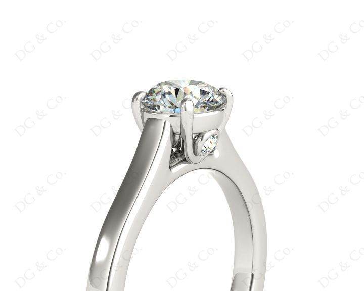 Round Cut Solitaire Diamond Engagement Ring with Four Prong set centre stone - Platinum - DG & Co. Jewellery