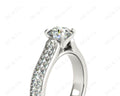 Round Cut Four Claws V Set Diamond Ring with Pave Set Side stones - Platinum - DG & Co. Jewellery