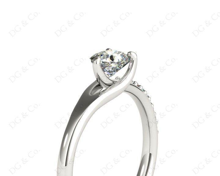 Cushion Cut Diamond Ring with Three Prong Set Centre Stone and Pave Set Side Stones - Platinum - DG & Co. Jewellery