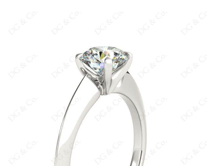 Round Cut Solitaire Diamond Engagement Ring with Four Prong set centre stone and a Knife Edge Band in Platinum - DG & Co. Jewellery