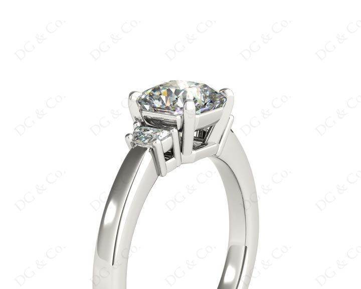 Radiant square cut three stone diamond ring claw set centre stone - Platinum - DG & Co. Jewellery