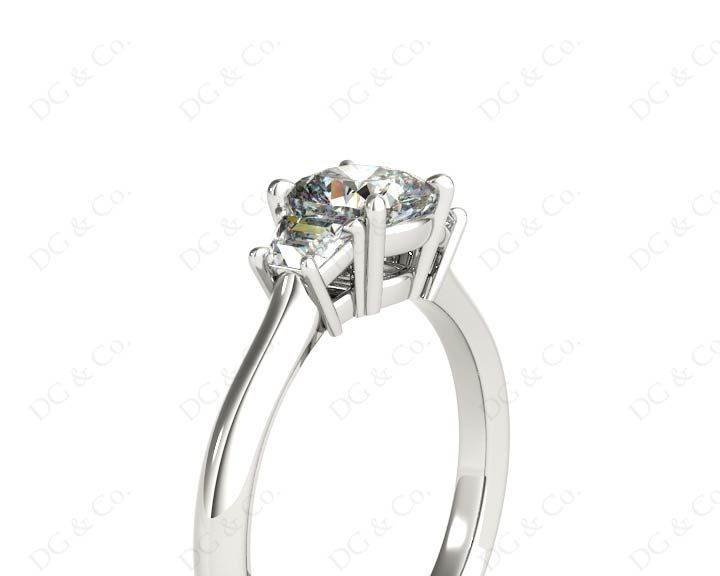 Cushion Cut Trilogy Diamond Ring claw set centre stone - 18K White - DG & Co. Jewellery