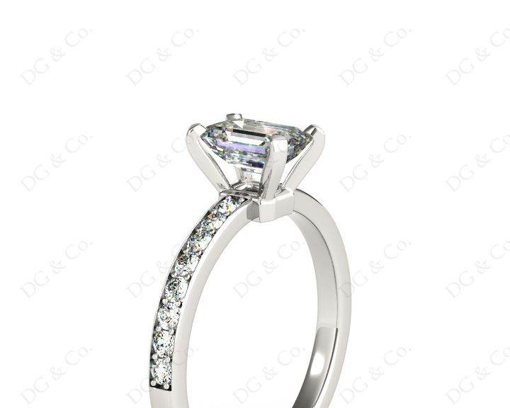 Emerald Cut Diamond Engagement Ring with Four Prong set centre stone - Platinum - DG & Co. Jewellery
