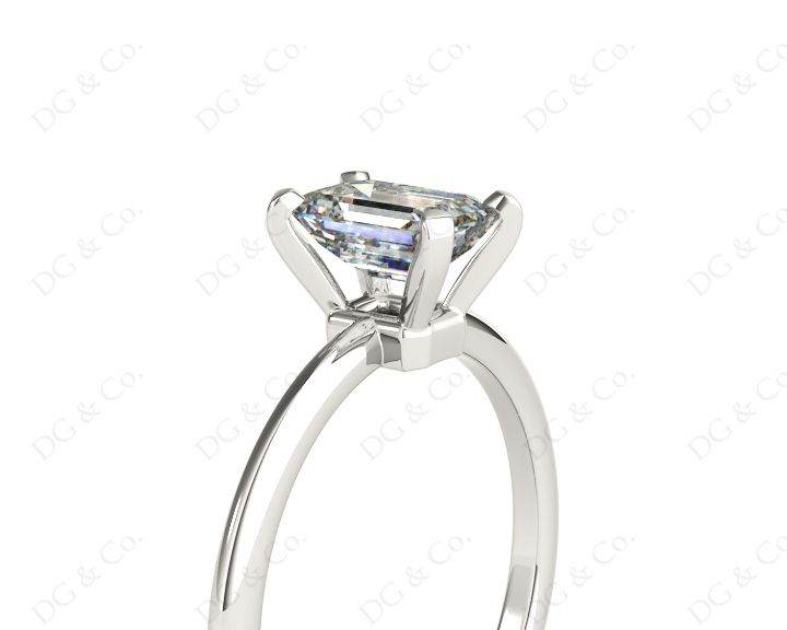 Emerald Cut Classic Four Claws Diamond Solitaire Ring - 18K White - DG & Co. Jewellery