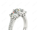 Round Cut Trilogy Diamond Engagement ring with claw set center stone - Platinum - DG & Co. Jewellery