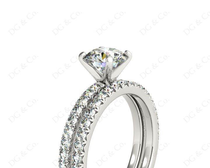 Round Cut Diamond Engagement ring with claw set centre stone - 18K White - DG & Co. Jewellery
