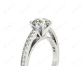 Round Cut Four Claws V Set Diamond Ring with Grain Set Side Stones - Platinum - DG & Co. Jewellery