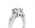 Round Cut Classic Three Stones Ring with Tapered Baguettes Diamond - Platinum - DG & Co. Jewellery