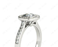 Cushion Cut Halo Ring with Bezel set centre stone with Side Stones - 18K White - DG & Co. Jewellery