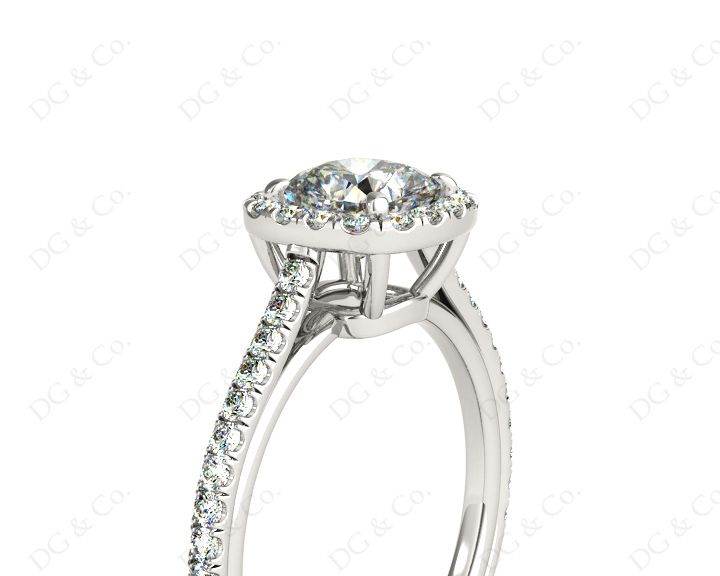 Cushion Cut Halo Diamond Engagement Ring with Claw Set Centre Stone with Pave Set Side Stones - Platinum - DG & Co. Jewellery