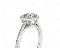 Cushion Cut Halo Diamond Engagement Ring with Claw Set Centre Stone with Pave Set Side Stones - 18K White - DG & Co. Jewellery