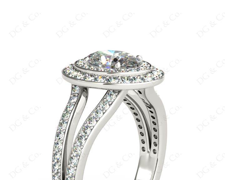 Oval Cut Double Halo Diamond Engagement ring - Platinum - DG & Co. Jewellery
