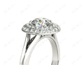Round Cut Double Halo Plain Band Diamond Engagement ring with claw set centre stone - Platinum - DG & Co. Jewellery