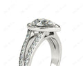 Pear Shape Halo Diamond ring with claw set centre stone - Platinum - DG & Co. Jewellery