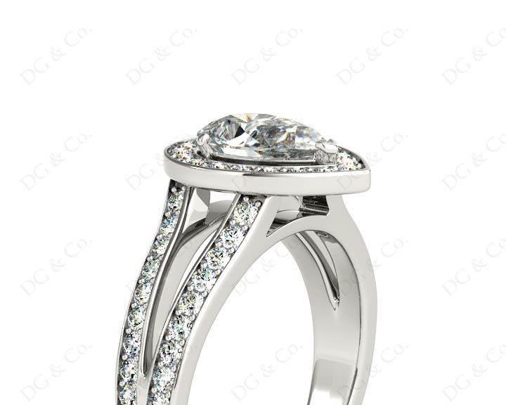 Pear Shape Halo Diamond ring with claw set centre stone - Platinum - DG & Co. Jewellery