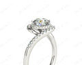 Round Cut Halo Diamond Cross Over Engagement ring with claw set centre stone in 18K White - DG & Co. Jewellery
