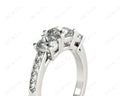 Cushion Cut Trilogy Ring with Channel Set Shoulder Diamonds - Platinum - DG & Co. Jewellery