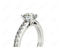 Round Cut Four Claws Set Diamond Ring with Channel Set Side Stones - Platinum - DG & Co. Jewellery
