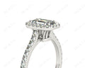 Emerald Cut Halo Diamond Engagement Ring with Four Claws Set Centre Stone - Platinum - DG & Co. Jewellery