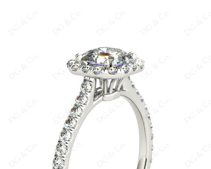 Asscher Cut Halo Diamond Engagement Ring with Claw set centre stone in - Platinum - DG & Co. Jewellery