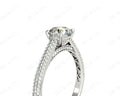 Vintage Style Round Cut Four Claw Set Diamond Ring with Micro Pave Set Stones Down the Shoulders - Platinum - DG & Co. Jewellery