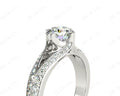 Round Cut Four Claw Set Diamond Ring with Round Cut Diamonds Down the Shoulders - Platinum - DG & Co. Jewellery