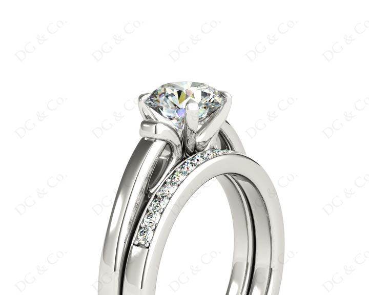Round cut diamond wedding set rings with channel set shoulders - Platinum - DG & Co. Jewellery