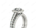 Cushion cut halo diamond wedding set rings with four claw setting - Platinum - DG & Co. Jewellery