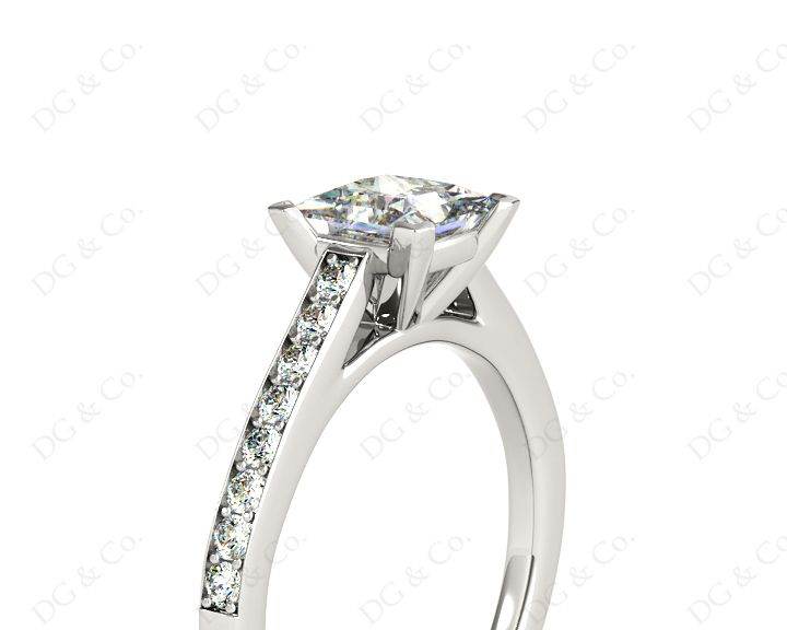 Princess Cut Diamond Engagement Ring with Claw set centre stone - Platinum - DG & Co. Jewellery