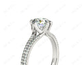 Round Cut Six Prongs Diamond Ring with Pave Set Split Band - Platinum - DG & Co. Jewellery