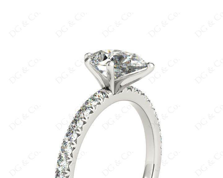 Marquise Cut Claw Set Diamond ring with pave set side stone - Platinum - DG & Co. Jewellery