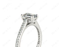 Emerald Cut Four Prongs Diamond Ring with Channel Set Side Stones - Platinum - DG & Co. Jewellery