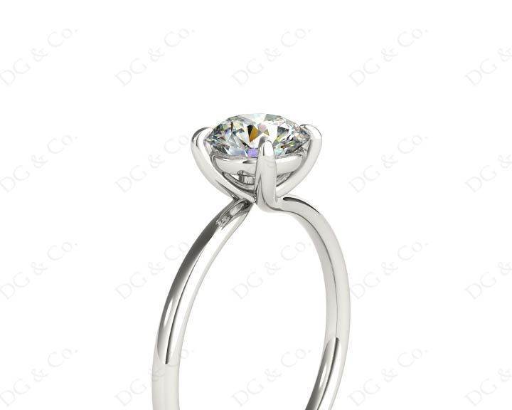 Round Cut Four Claw Set Diamond Ring with Plain Band - Platinum - DG & Co. Jewellery
